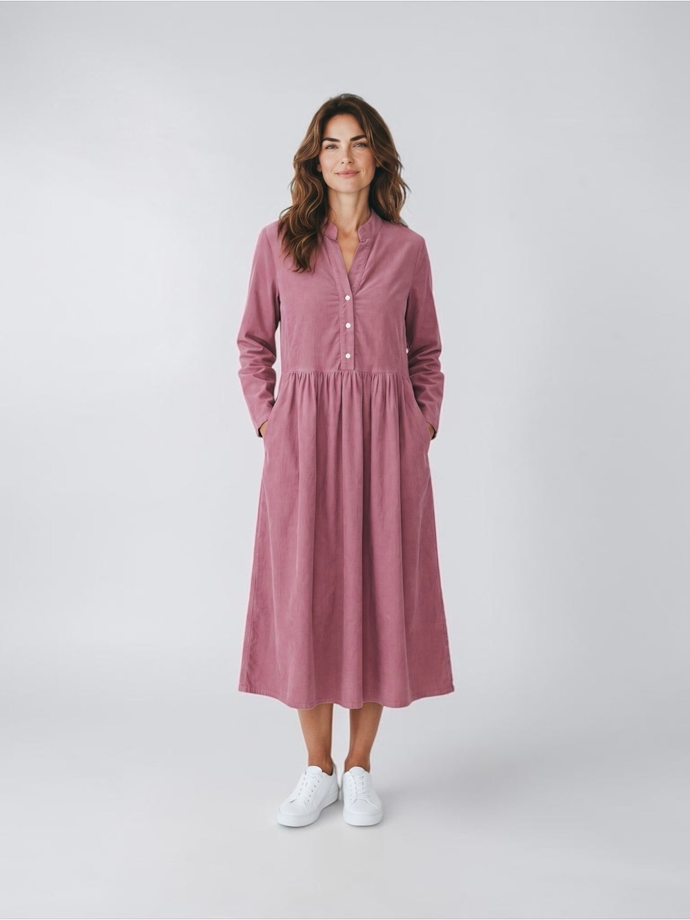 Terre Mere lightweight corduroy dress with pockets, pink, size 10